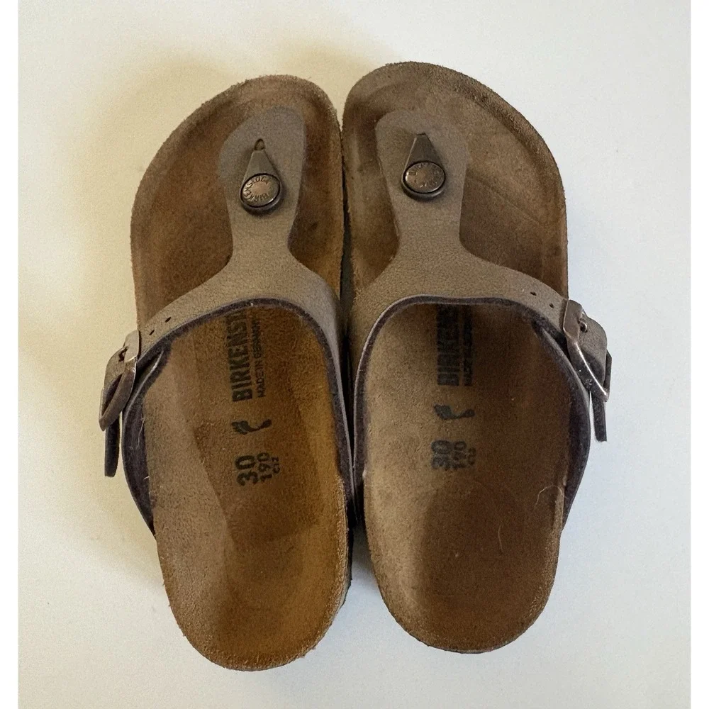 Birkenstock Gizeh Mocha Brown Birkibuc Kids 30 US 12.5 T-Strap Sandals